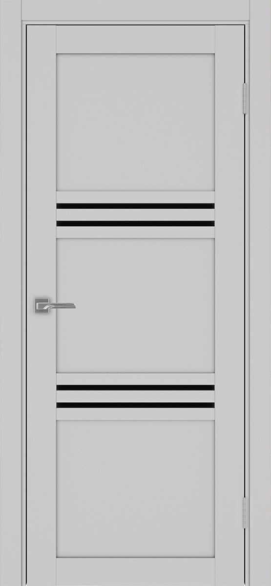 Дверь межкомнатная Оптима Порте Турин 553.12, цвет пепельный, экошпон, стекло лакобель черное