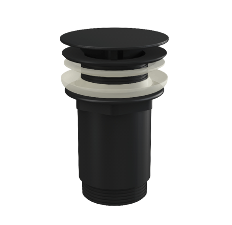 Alcaplast A396BLACK Донный клапан сифона для умывальника 5/4", цельнометаллический, с большой заглушкой, для умывальников без перелива, черный-мат