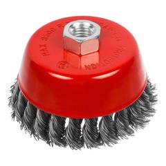 45-1-205 Щетка-крацовка чашечная, витая стальная проволока, посадочная гайка М14, 100мм (РемоКолор)
