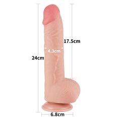 Телесный фаллоимитатор 9.5 Sliding Skin Dual Layer Dong - 24 см. - 