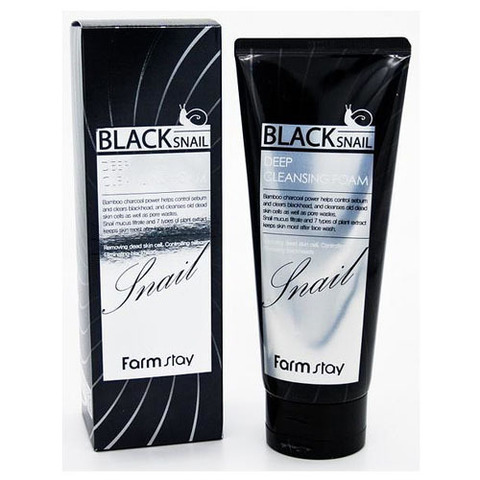 Farmstay Black Snail Deep Cleansing Foam - Пенка очищающая с муцином черной улитки