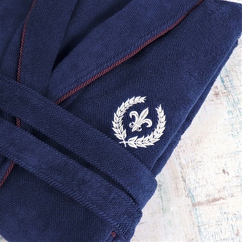 Махровый мужской халат с тапочками  SEYMOUR  СЕЙМУР синий Maison Dor Турция