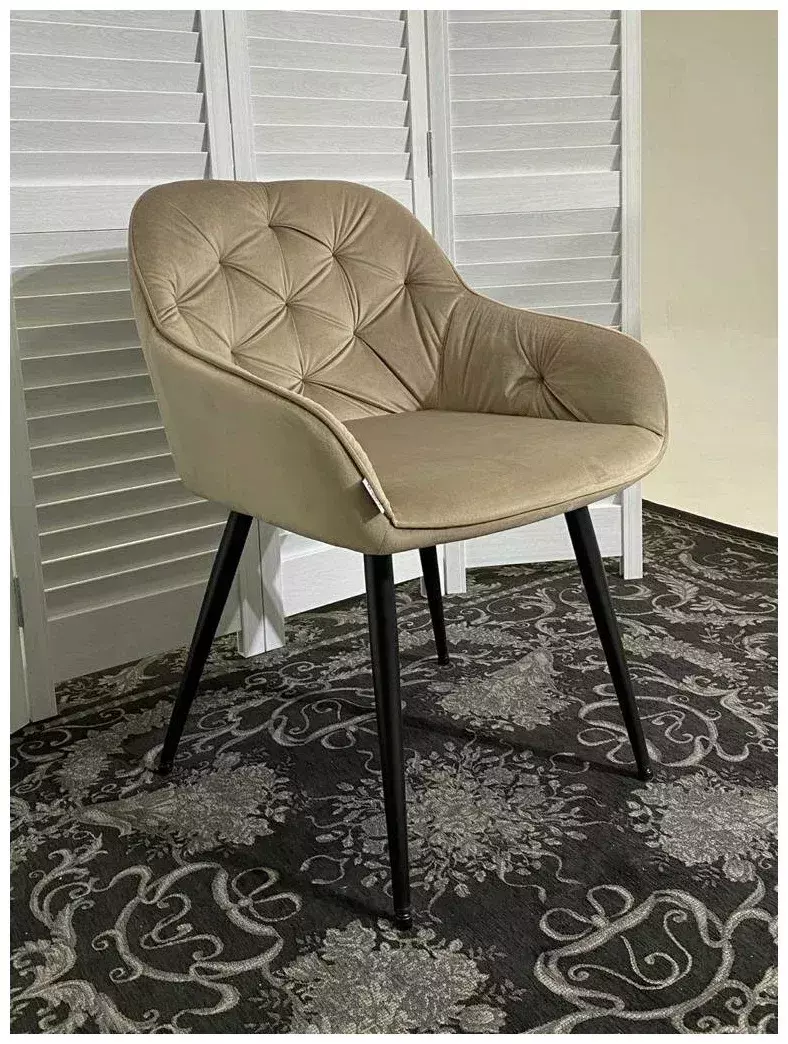 Стул BREEZE BLUVEL-40 BEIGE, велюр / черный каркас, М-City