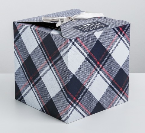 Коробка складная одиночная Куб «Особенный подарок», с лентой, 18*18*18 см, 1 шт.