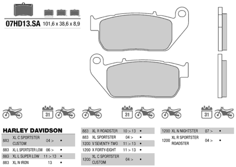 07HD13SA колодки тормозные МОТО
