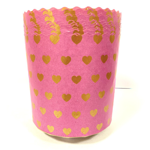Форма бумажная для кулича «Розовые сердечки» 200 гр, 90/90 мм