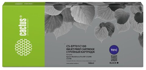 Картридж струйный Cactus CS-EPT01C100 T01C1 черный (188мл) для Epson WorkForce Pro WF-C529RDTW, WF-C579RD2TWF, WF-C579RDTWF Pro