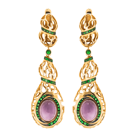 Серьги с Халцедонами и Цаворитами, E0161-1/34