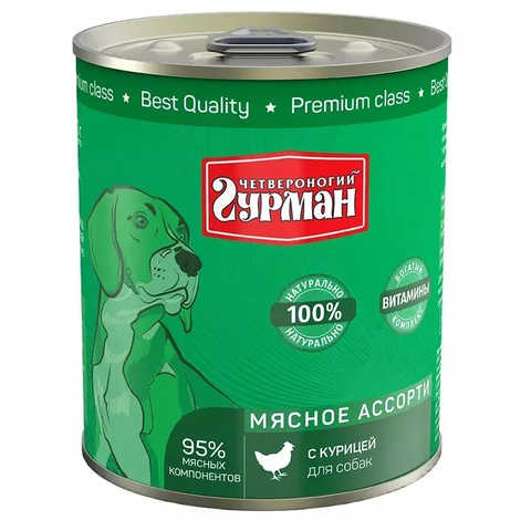 Мясное ассорти ИЗ КУРИЦЫ для собак 340 г влажный корм Четвероногий Гурман
