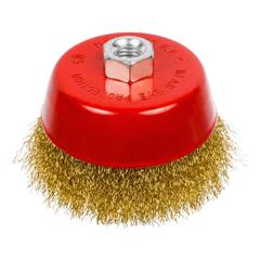 45-1-005 Щетка-крацовка чашечная, латунированная стальная проволока, посадочная гайка М14, 100мм (РемоКолор)
