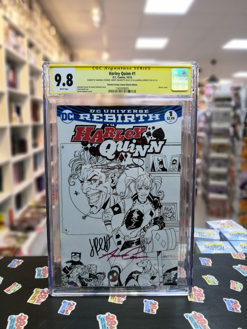 Harley Quinn 1 Cgc 98 Sketch Cover Signed By Amanda Conner Jimmy 2840