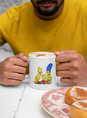 Мужская кружка с принтом мультфильма Симпсоны, Барт, Мардж, Гомер, Лиза, Мэгги (The Simpsons) белая 001