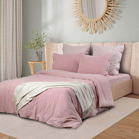 Постельное белье семейное Sharmes Rustic розовый меланж