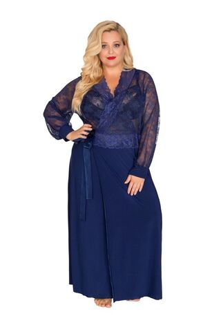 Роскошный пеньюар plus size в пол с кружевным верхом - Akcent 552 BIG