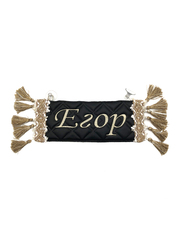 Карман Егор (черный с бежевой вышивкой, экокожа)