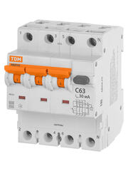 АВДТ 63 4P(3Р+N) C63 30мА 6кА тип А - Автоматический Выключатель Дифференциального тока TDM