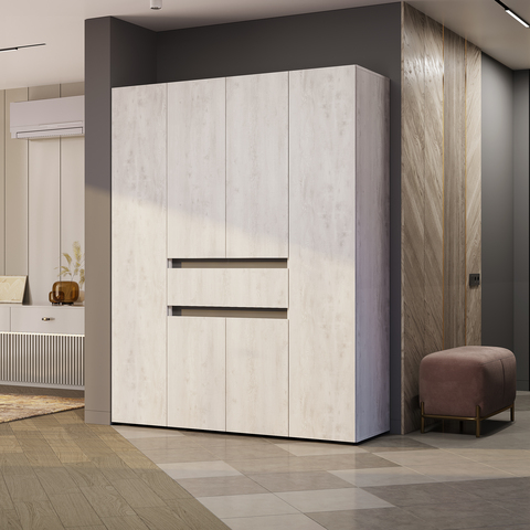 Шкаф 4-х дверный Мрия шк-13 бетон пайн светлый / графит