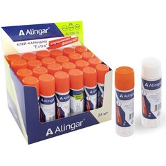 
          Клей-карандаш Alingar, 15 гр, "Extra", на основе PVP, пластиковый тюбик, 24 шт/уп, картонный шоу-бокс