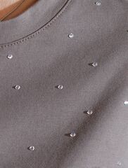 Нарядная футболка с принтом стразами из премиального хлопка с эластаном  D49.124 (129073)