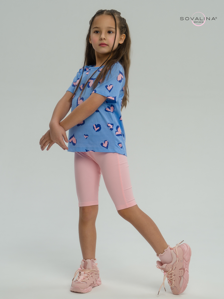 Костюм Актив розовые сердечки на голубом-розовый