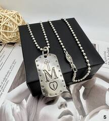 Колье-цепочка с подвеской жетоном в стилистике CHROME HEARTS