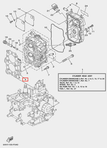 Прокладка ГБЦ для лодочного мотора F20 Sea-PRO