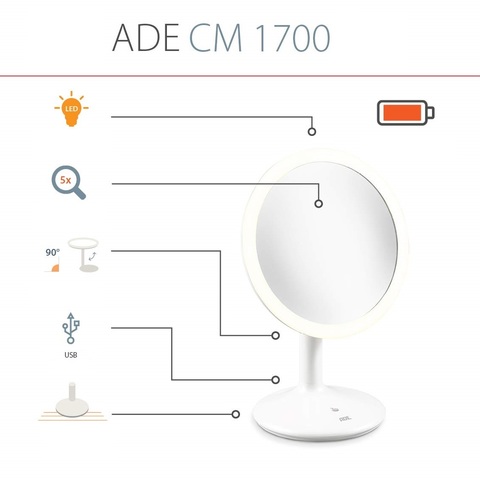 Зеркало косметическое с подсветкой ADE CM1700 white