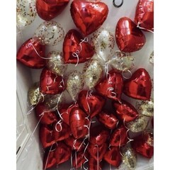 Шары Красные сердца с золотом (50шт)