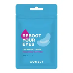 Тканевые патчи с кофеином CONSLY Eyes Reboot Hyaluronic Acid&Caffeine Cooling Eye Mask 30 шт