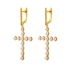 Серьги "Жемчужные Крестики" gold