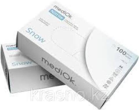 Перчатки нитриловые Медиок Белые р. S (50 пар)