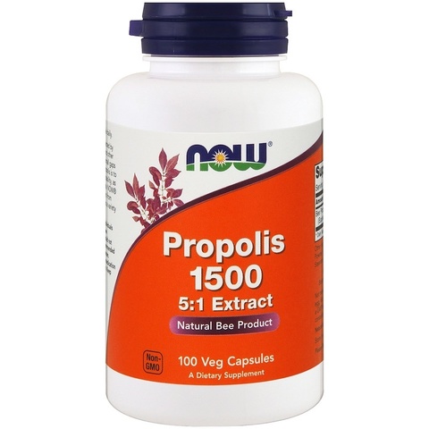Now Foods, Прополис 1500, 100 растительных капсул