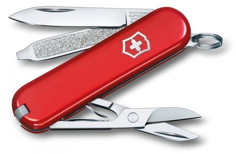 Нож-брелок Victorinox Classic, 58 мм, 7 функций, красный карт.коробка
