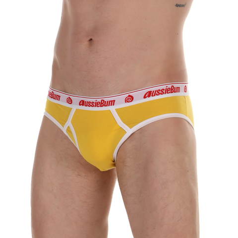 Мужские трусы брифы желтые Aussiebum