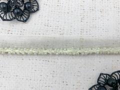 Кант на органзе с бисером, ш. 1 см, бисер ш. 0,5 см, айвори