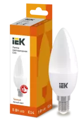Лампа светодиодная ECO C35 свеча 5Вт 230В 3000К Е14 IEK LLE-C35-5-230-30-E14