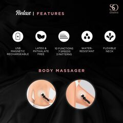 Черный вибратор So Divine Relax Portable Massage Wand - 24 см. - 