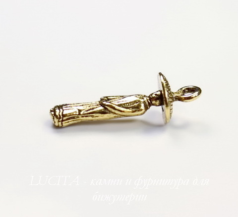 Подвеска Quest Beads "Буддист" 3D (цвет-античное золото) 23х8 мм