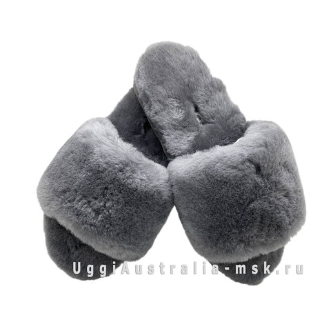 UGG FLUFF SLIDE SLIPPERS GREY