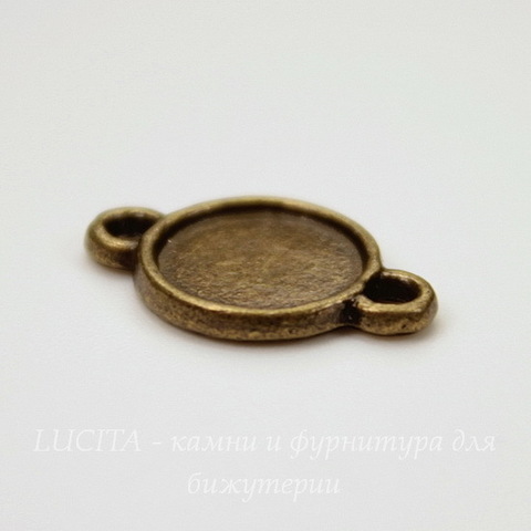 Сеттинг - основа - коннектор (1-1) 16х10 мм для камеи или кабошона 8,5 мм (цвет - античная бронза)