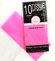 Бумага тишью ярко-розовая с блестками 50х66 см (10 листов)