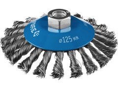 ЗУБР 125 мм, стальная проволока 0.5 мм, коническая щетка-крацовка для УШМ, Профессионал (35269-125)