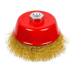45-1-007 Щетка-крацовка чашечная, латунированная стальная проволока, посадочная гайка М14, 125мм (РемоКолор)