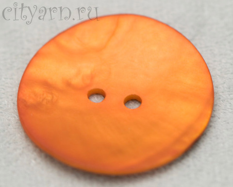 Пуговица перламутровая матовая, с покрытием, оранжевая
