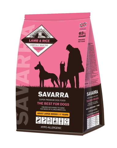 Купить Savarra Adult Dog Large Breed Lamb and Rice Сухой корм для взрослых собак крупных пород от 1 года до 7 лет с ягненком и рисом