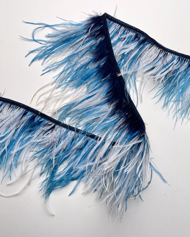 Тесьма из перьев , цвет: голубой,  120 мм