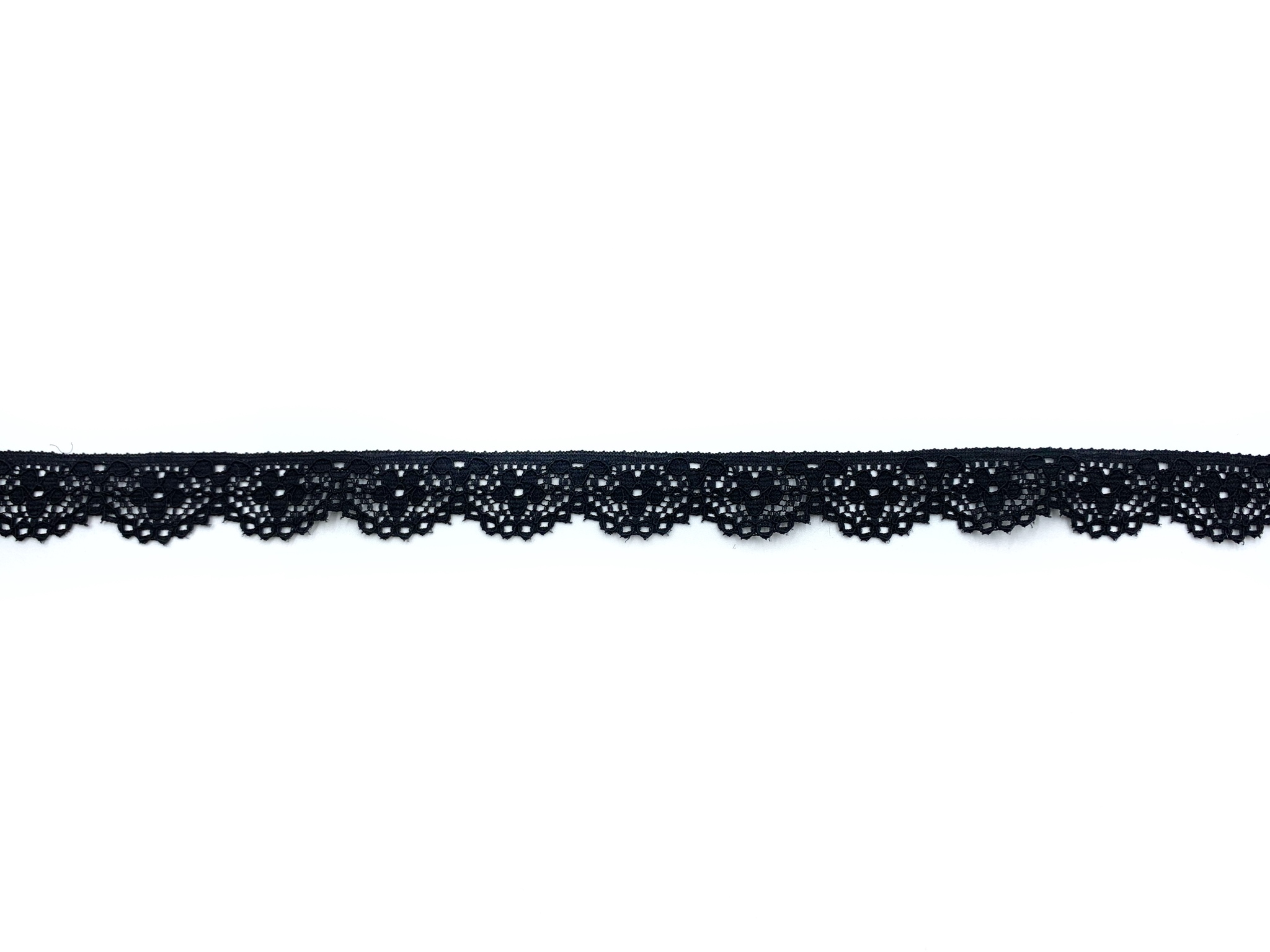 Кружево эластичное черное 22 см, волна