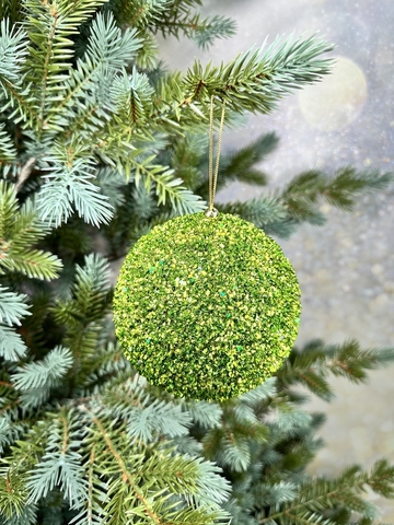 Шар с блестками 13см ChristmasDeLuxe premium collection зеленый