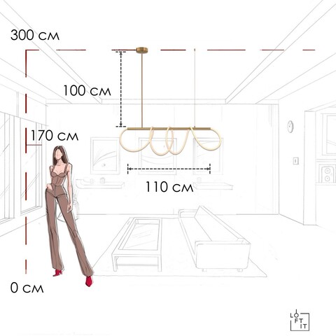 Подвесной светодиодный светильник Loft It Thread 10388P/A BRASS