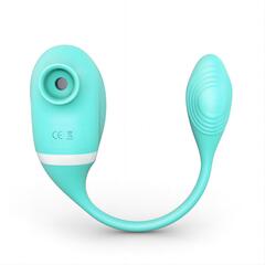 Мятный вакуумный вибростимулятор Tadpole Vibrating Dual Stimulation с виброхвостиком - 
